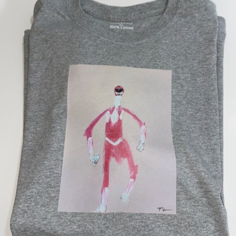 Art on Fabric Gray Pink Power Ranger Tee